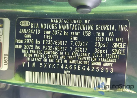 2014 Kia Sorento Lx from USA, damaged, VIN 5XYKT4A66EG425363